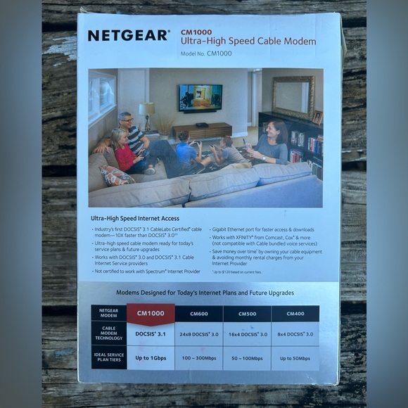 NETGEAR CM1000 Ultra-High Speed DOCSIS 3.1 Cable Modem Black M8 - Picture 4 of 8